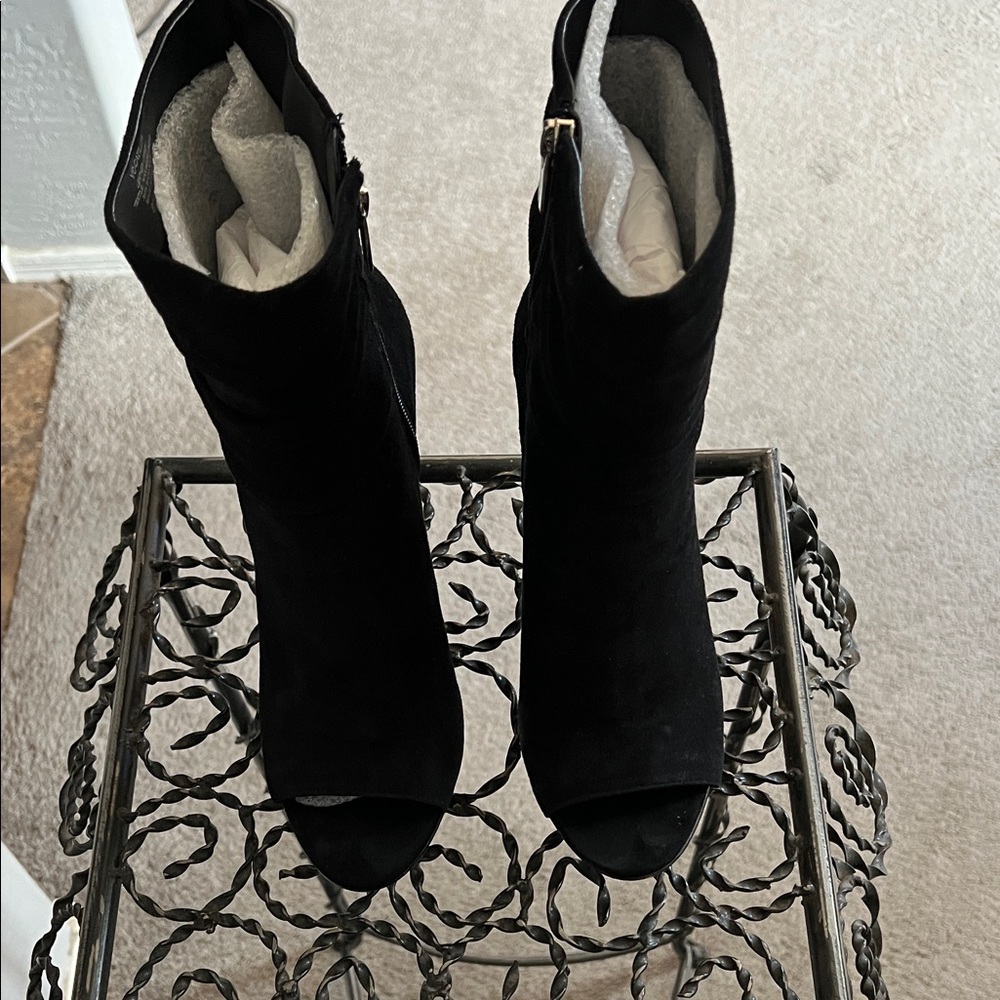 Vince Camuto Black Peep-Toe Heeled Boots